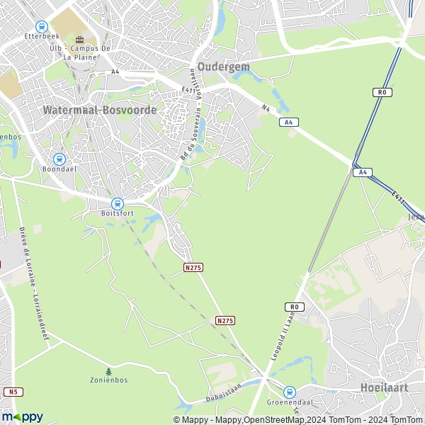 De kaart voor de stad 1170 Watermaal-Bosvoorde