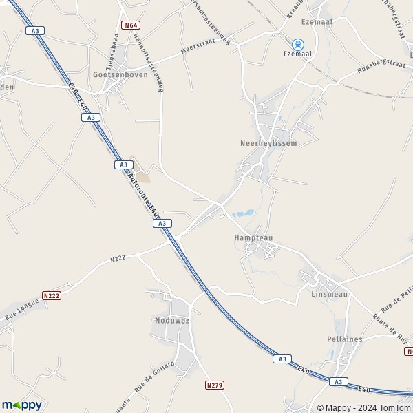 De kaart voor de stad 1357 Hélécine