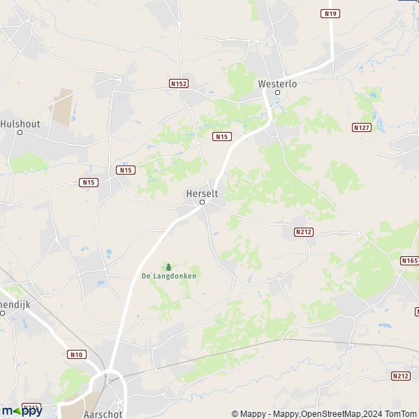 De kaart voor de stad 2230 Herselt