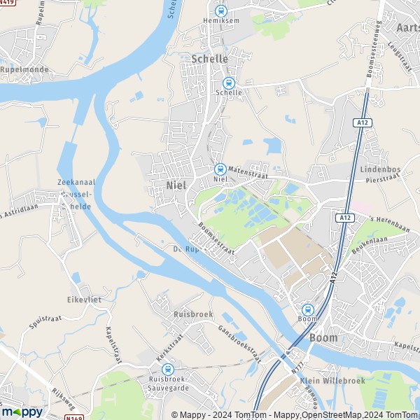 De kaart voor de stad 2845 Niel