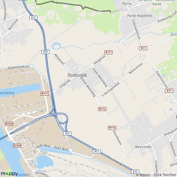 De kaart voor de stad 2940 Stabroek
