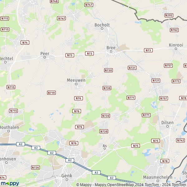 De kaart voor de stad Opglabbeek, 3660 Oudsbergen