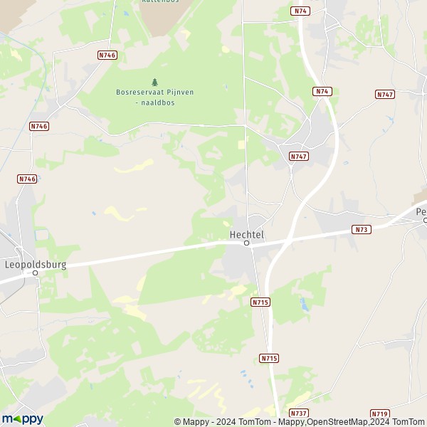De kaart voor de stad 3940 Hechtel-Eksel