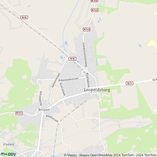 De kaart voor de stad 3970-3971 Leopoldsburg