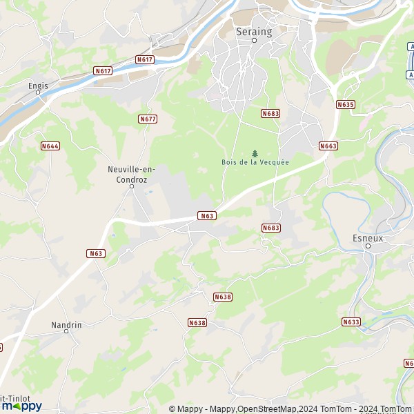 De kaart voor de stad 4120-4122 Neupré