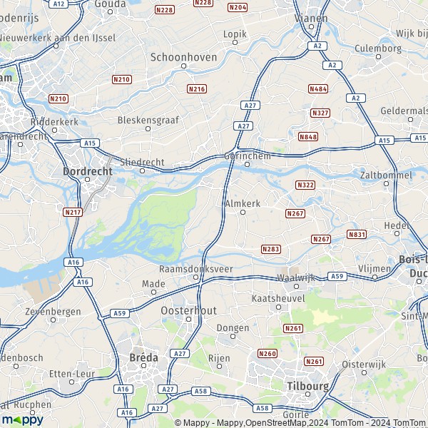 De kaart voor de stad Meeuwen, Altena