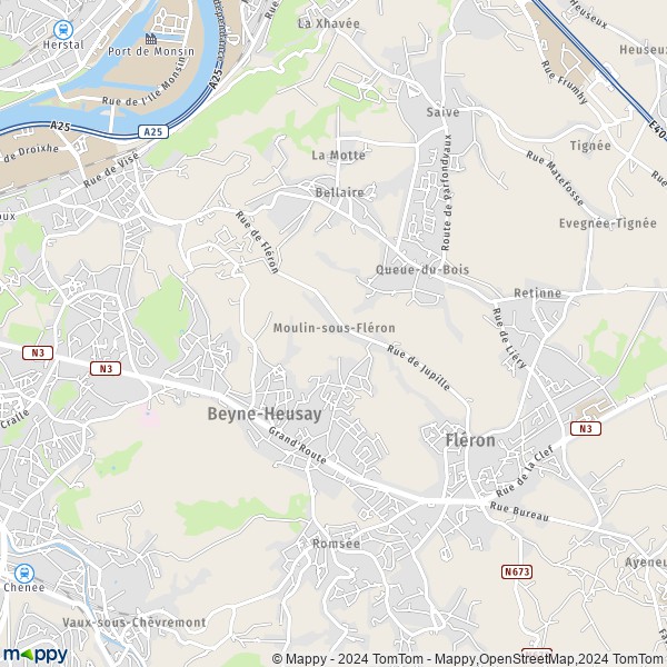 De kaart voor de stad 4610 Beyne-Heusay