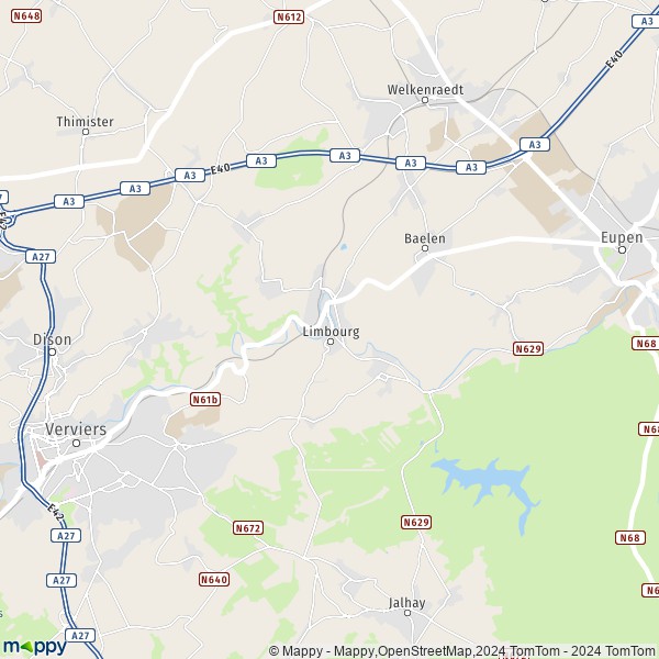 De kaart voor de stad 4830-4834 Limburg