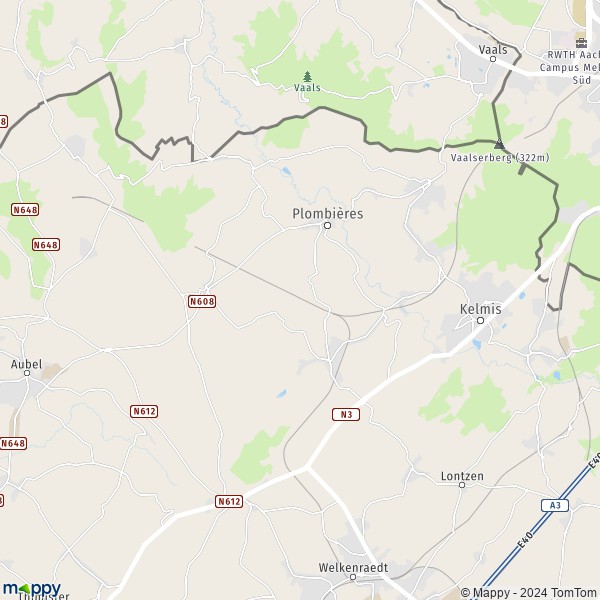 De kaart voor de stad 4850-4852 Plombières