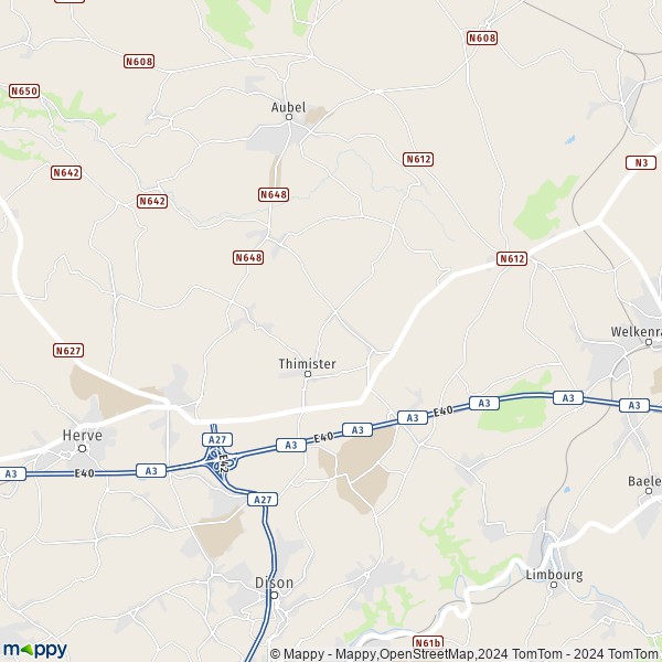 De kaart voor de stad 4890 Thimister-Clermont