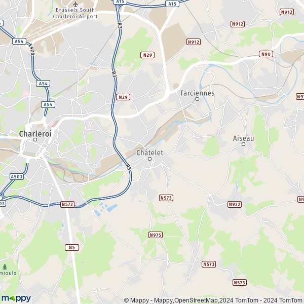 De kaart voor de stad 6200 Châtelet