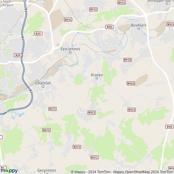 De kaart voor de stad 6250 Aiseau-Presles