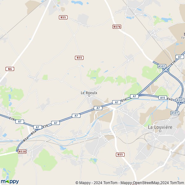 De kaart voor de stad 7070 Le Roeulx