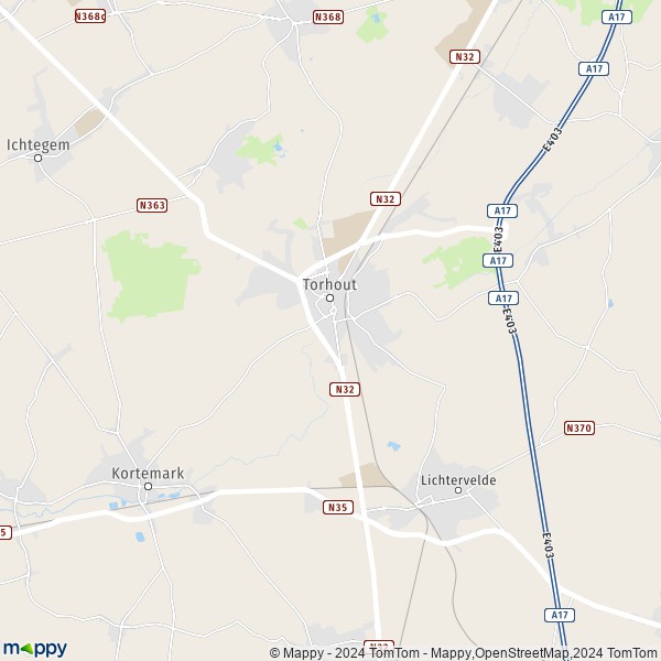 De kaart voor de stad 8820 Torhout