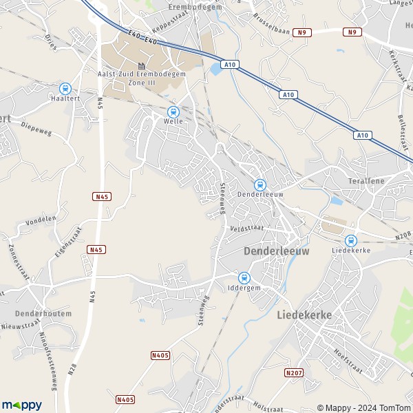 De kaart voor de stad 9470-9473 Denderleeuw
