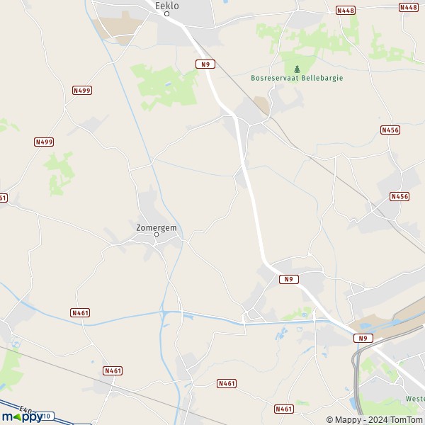 De kaart voor de stad Lovendegem, 9920 Lievegem