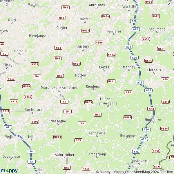 De kaart voor de Marche-en-Famenne